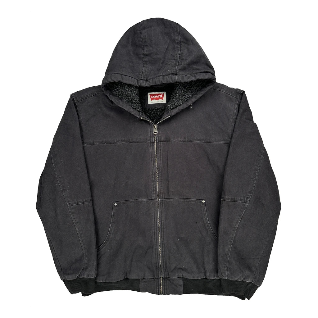 Levis Sherpa Lined Workwear Jacket - 2XL Black Cotton