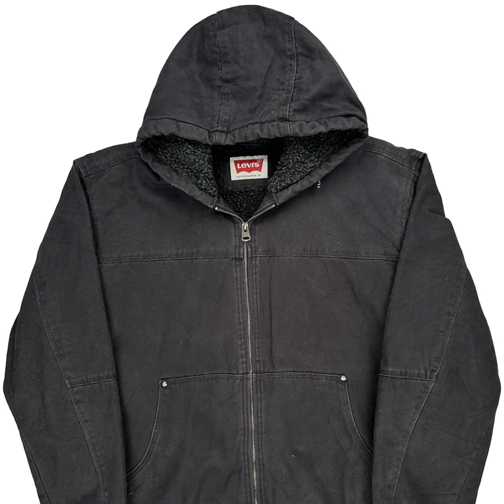 Levis Sherpa Lined Workwear Jacket - 2XL Black Cotton - Image 4