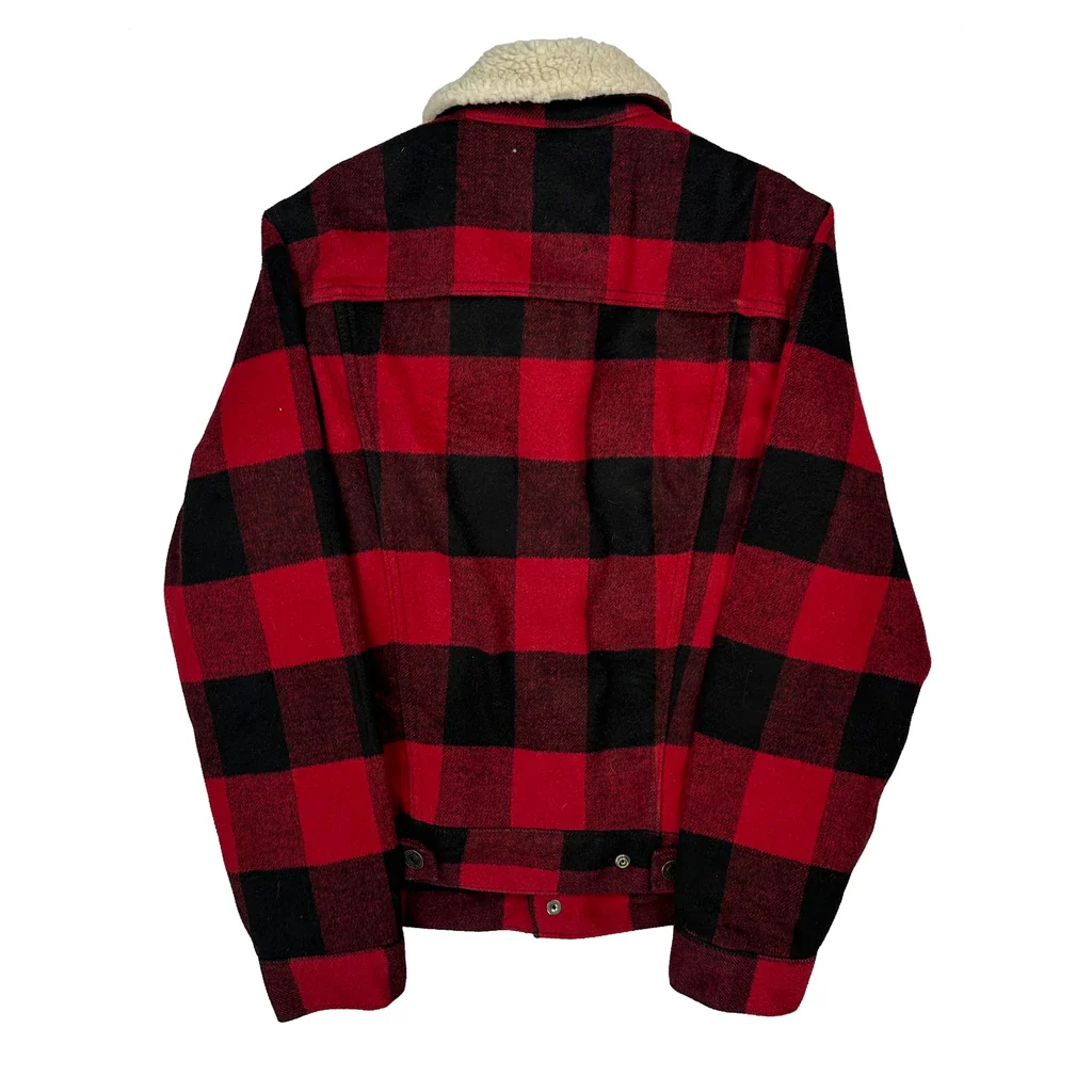 Sherpa Lined Levis Checked Jacket - XS Red Cotton - Image 2