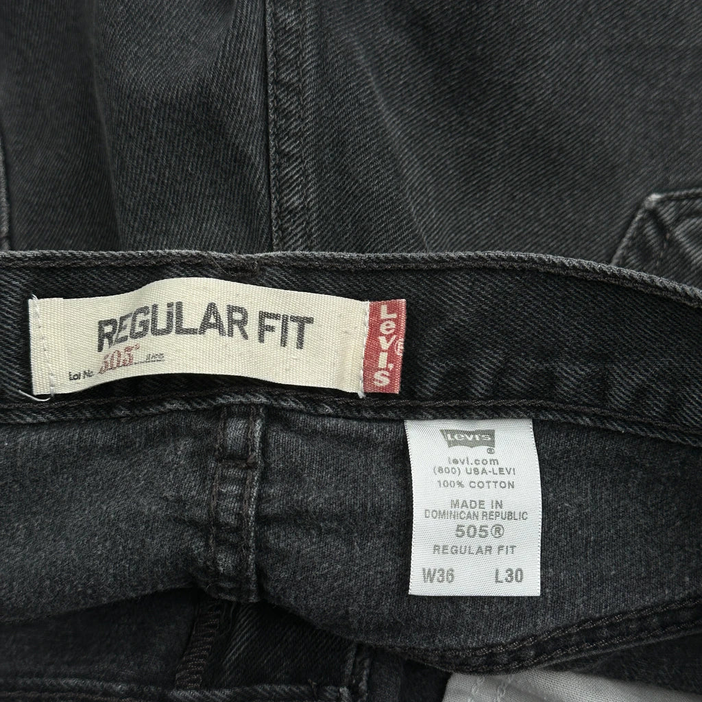 Levis 505 Jeans - 34W 28L Black Cotton - Image 7