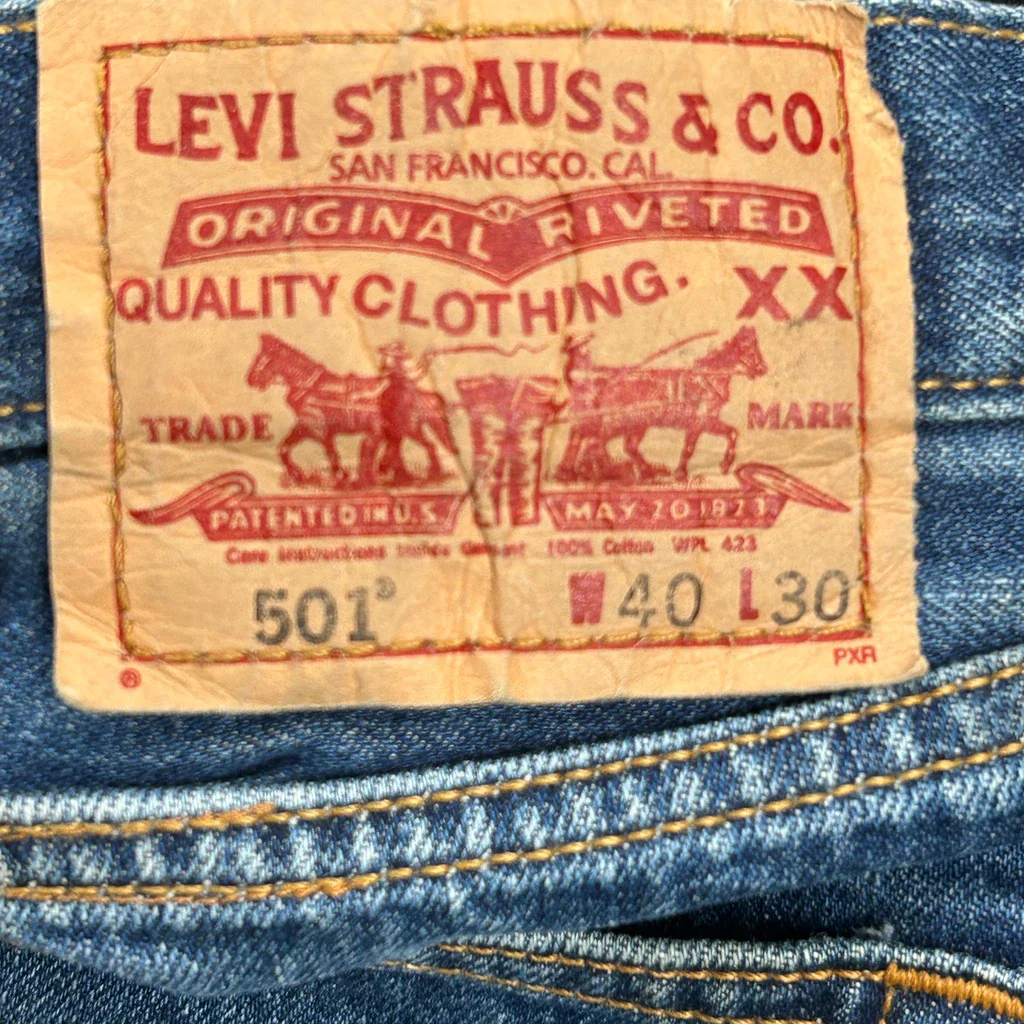 Levis Double Knee Jeans - 32W 26L Blue Cotton - Image 6