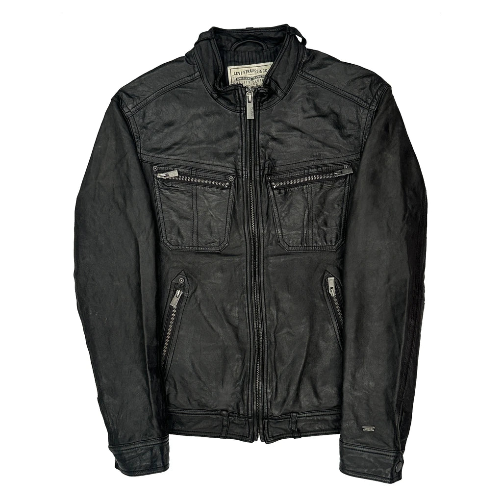 Levis Leather Jacket - Medium Black Leather