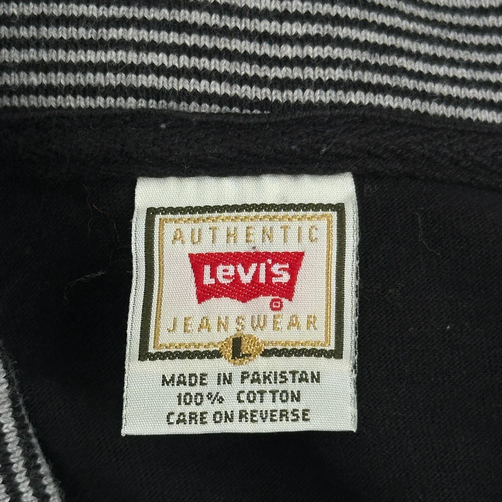 Levis Striped Polo Shirt - Large Black Cotton - Image 3