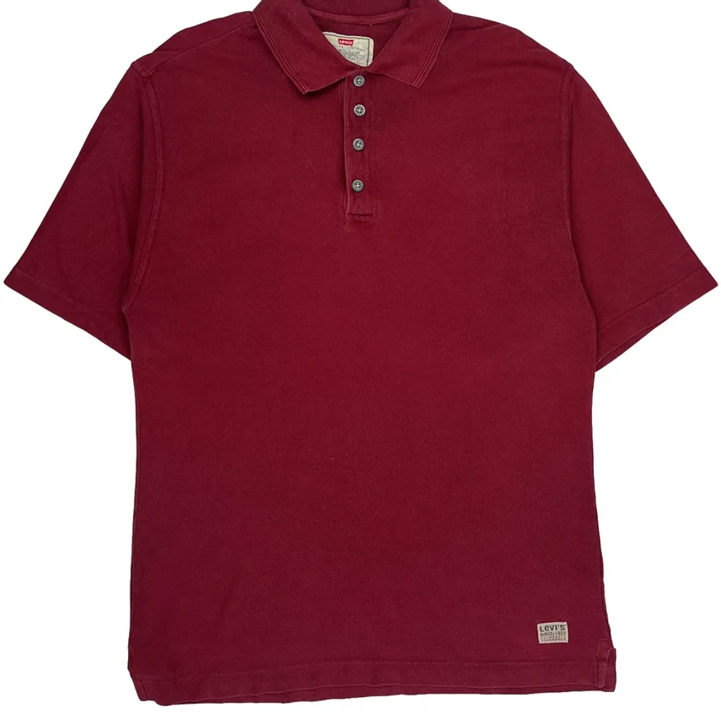 Levis Polo Shirt - Medium Burgundy Cotton - Image 4