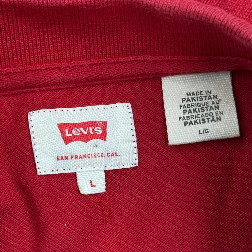 Levis Polo Shirt - Large Red Cotton - Image 3