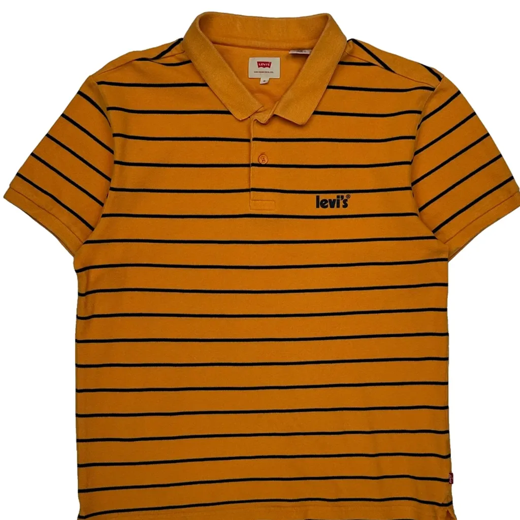 Levis Striped Polo Shirt - Medium Yellow Cotton - Image 4