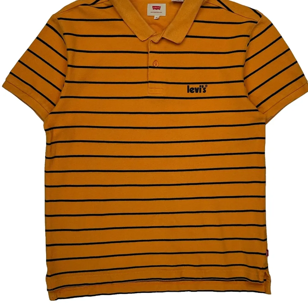 Levis Striped Polo Shirt - Medium Yellow Cotton - Image 5