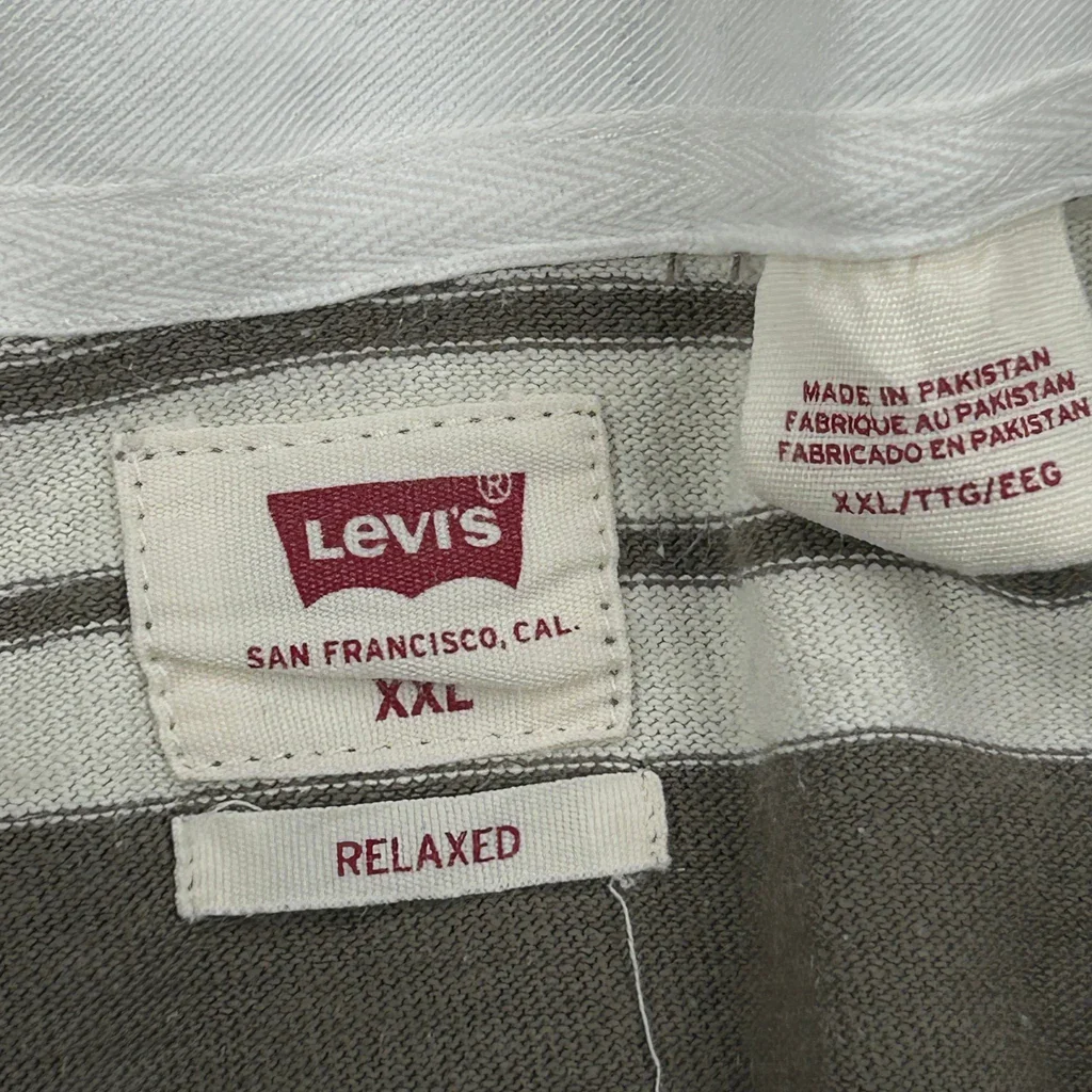 Levis Striped Rugby Shirt - 2XL Brown Cotton - Image 3