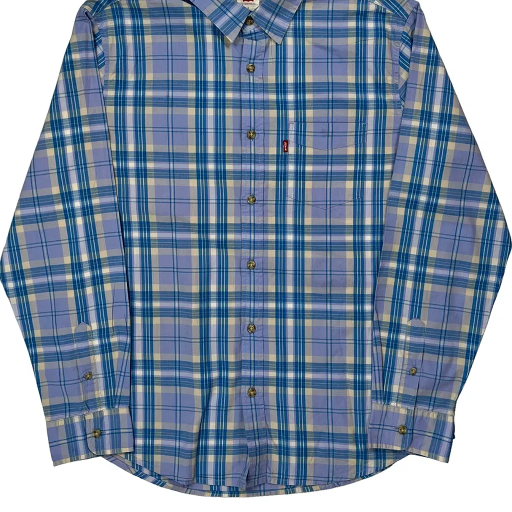 Levis Checked Shirt - Large Blue Cotton - Image 5