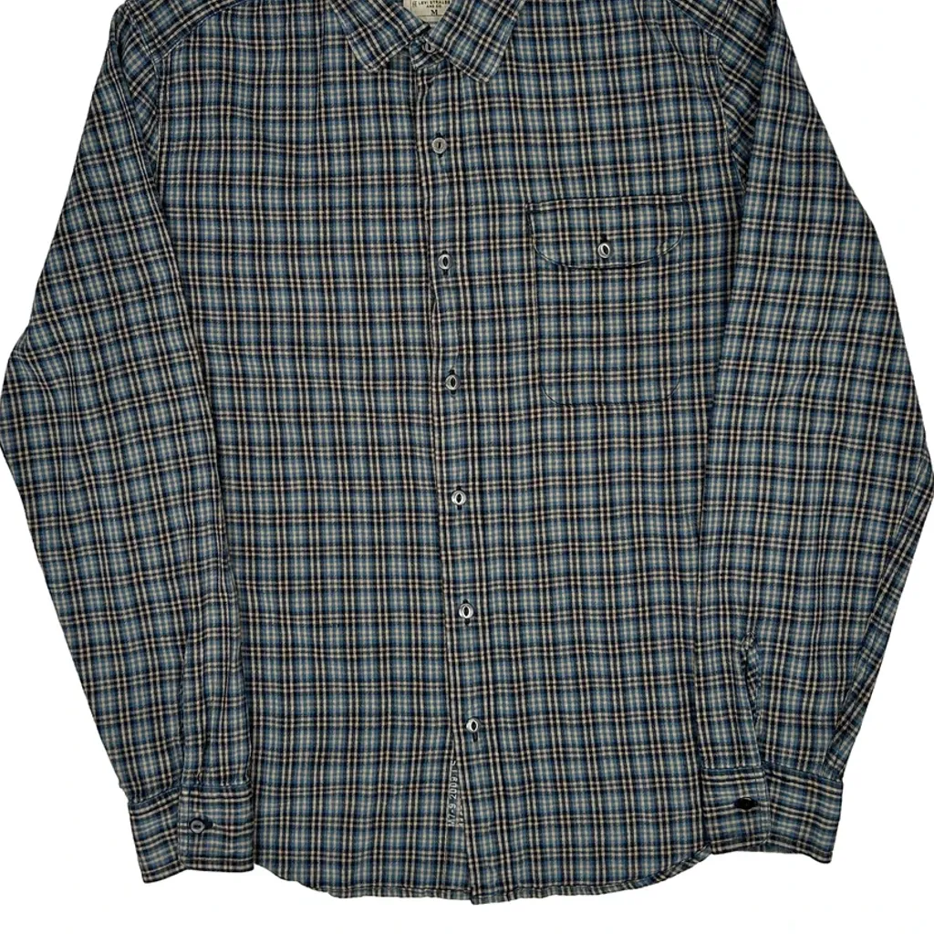 Levis Checked Shirt - Medium Blue Cotton - Image 4