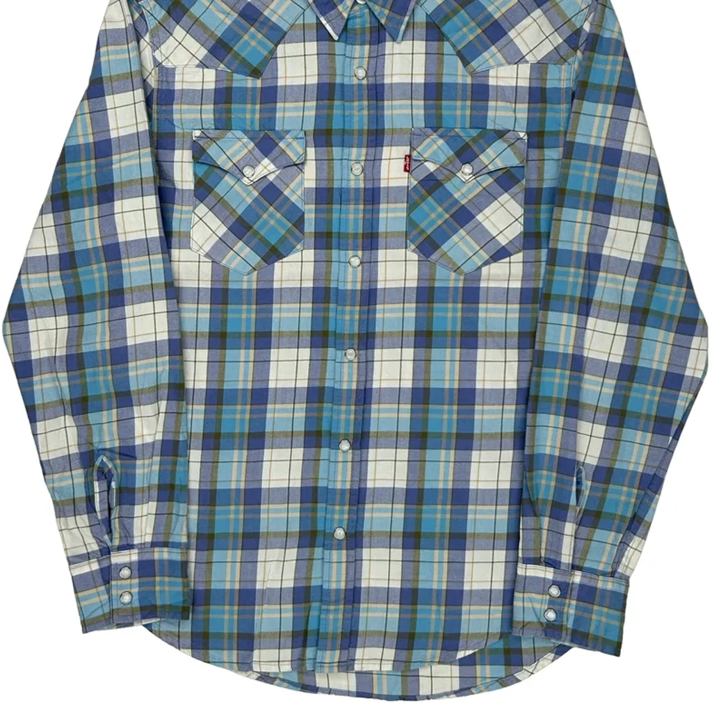 Levis Checked Shirt - Medium Blue Cotton - Image 4