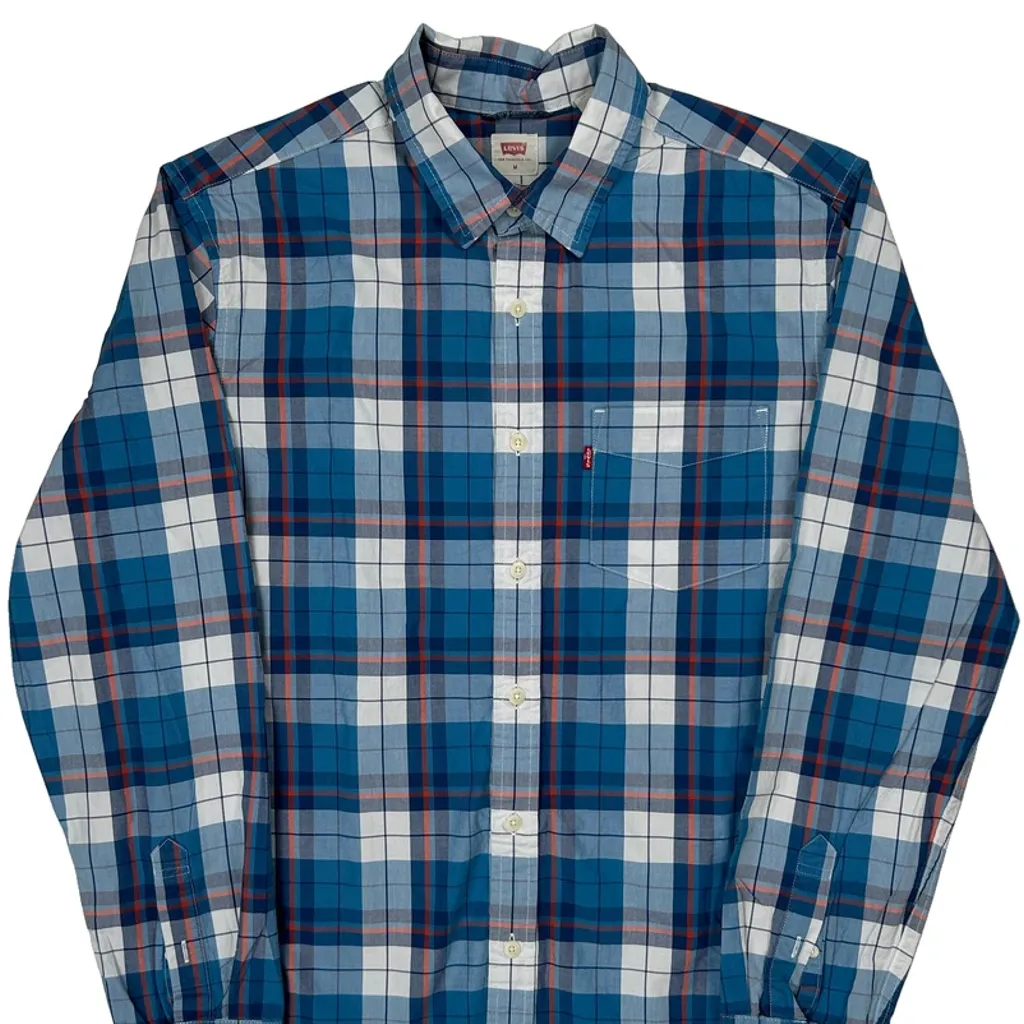 Levis Checked Shirt - Medium Blue Cotton - Image 5