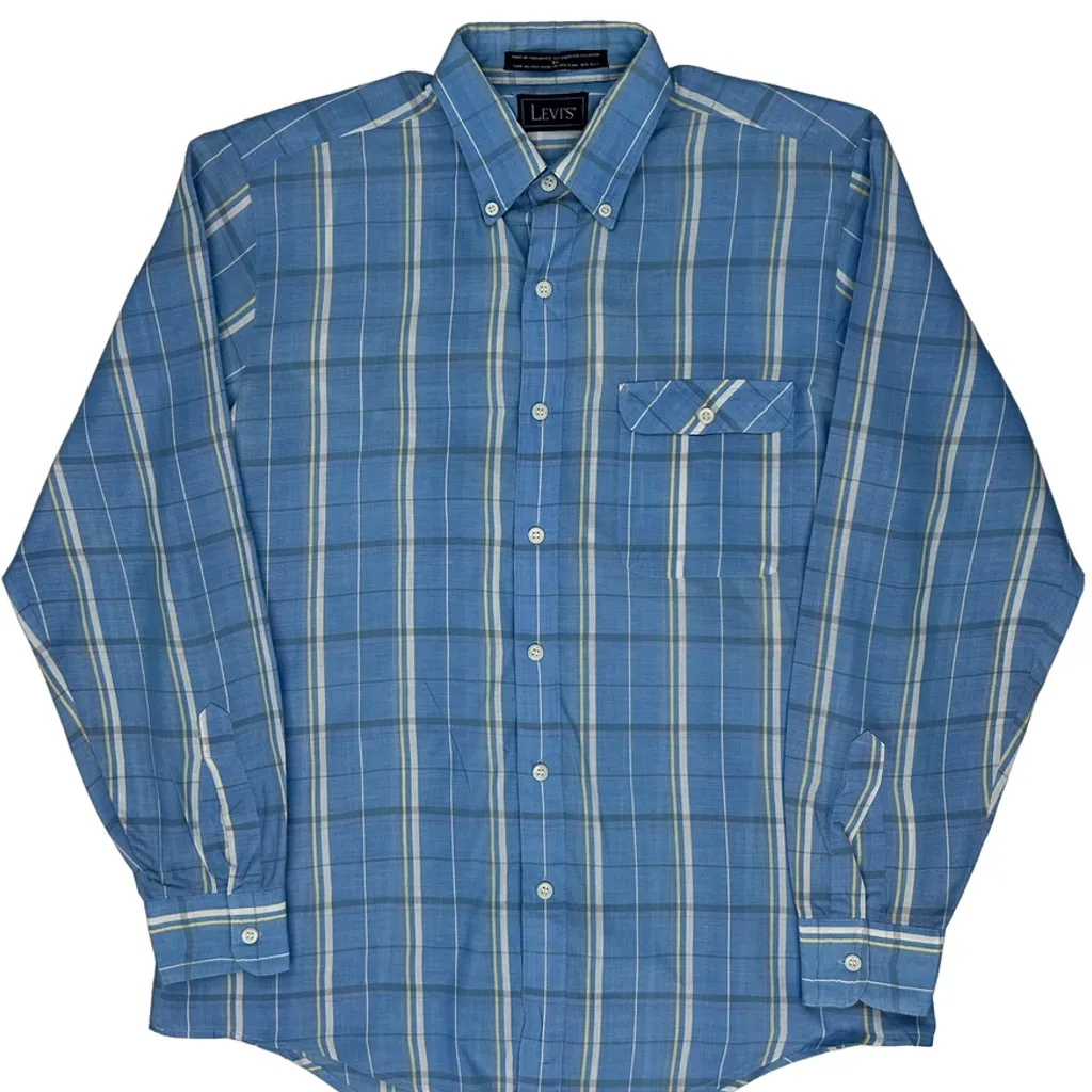Levis Checked Shirt - Medium Blue Cotton - Image 4