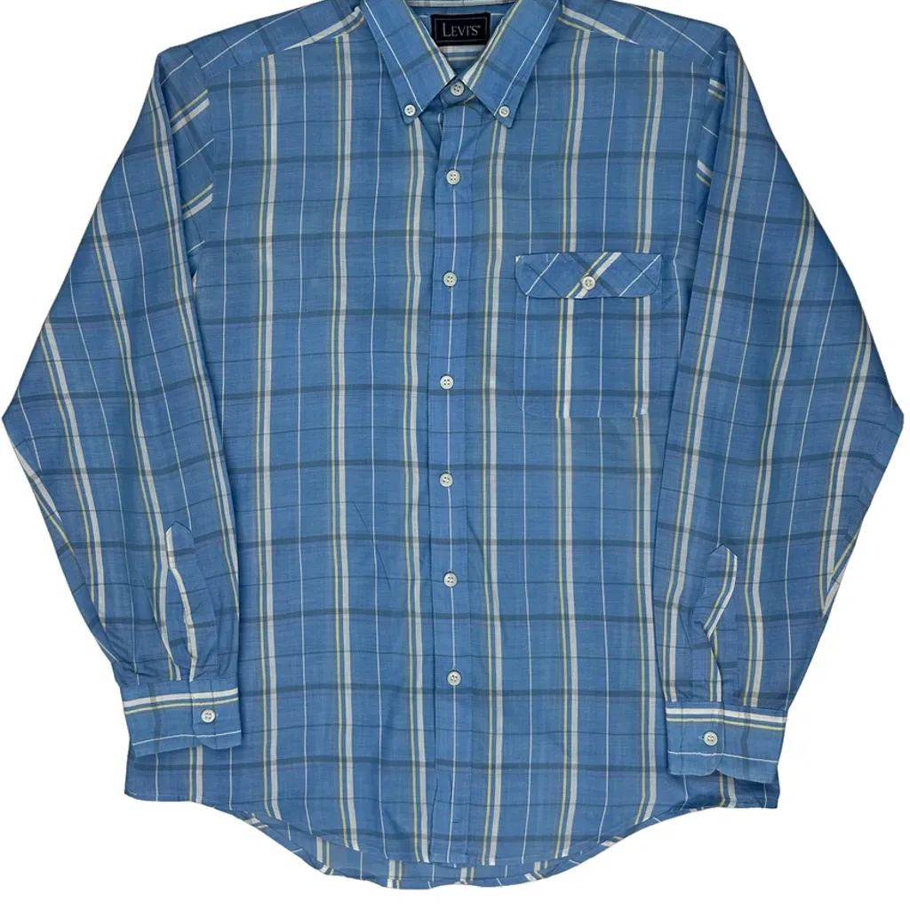 Levis Checked Shirt - Medium Blue Cotton - Image 5