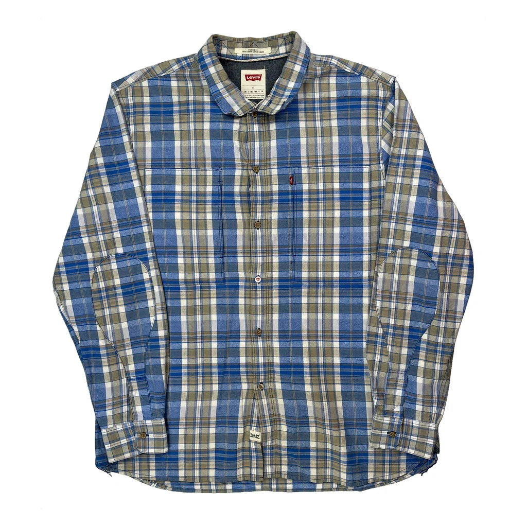 Levis Checked Shirt - XL Blue Cotton