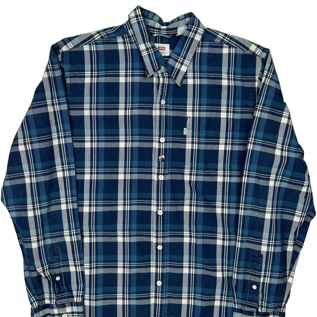 Levis Checked Shirt - XL Blue Cotton - Image 4