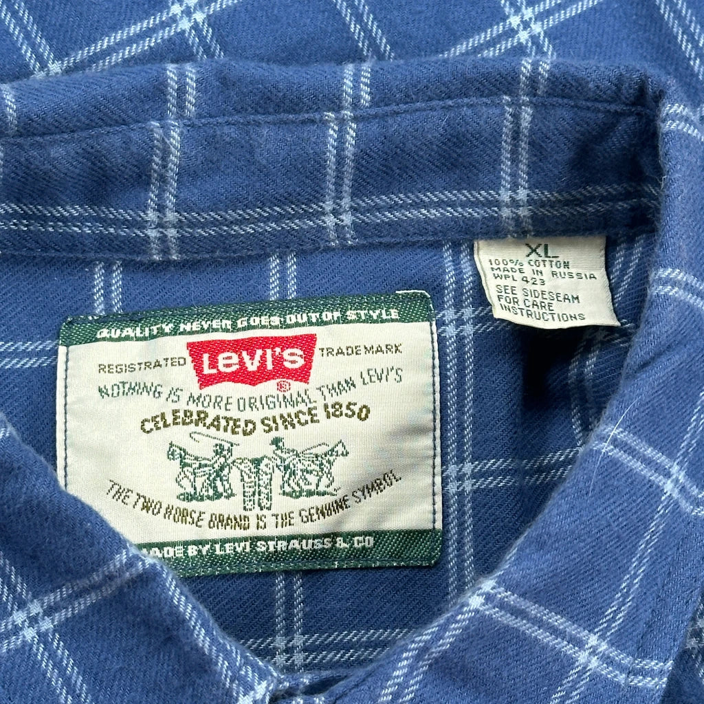 Levis Checked Shirt - XL Blue Cotton - Image 4