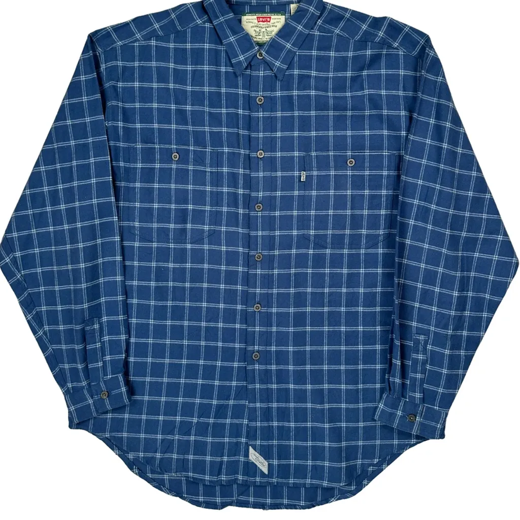 Levis Checked Shirt - XL Blue Cotton - Image 5