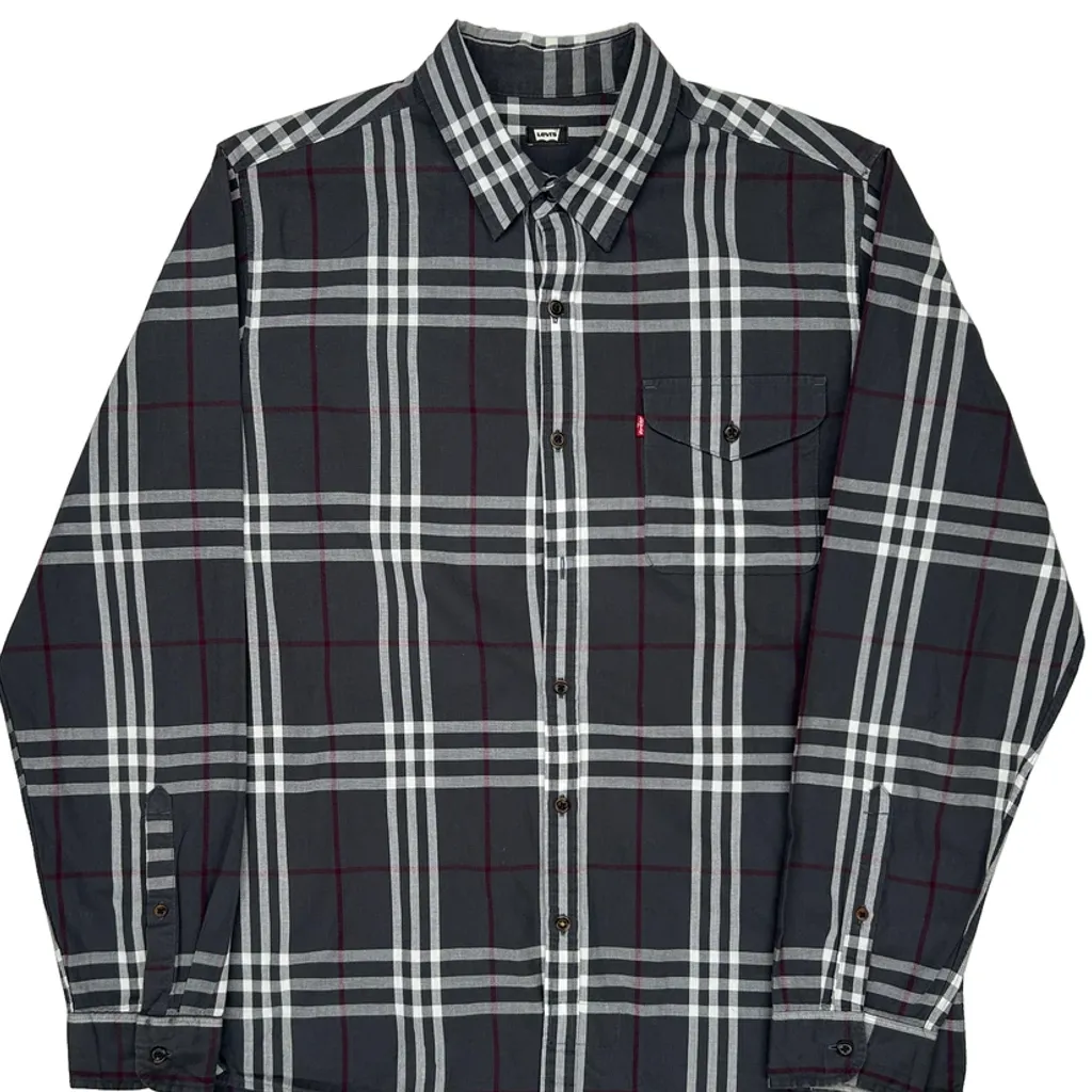 Levis Checked Shirt - XL Gray Cotton - Image 5