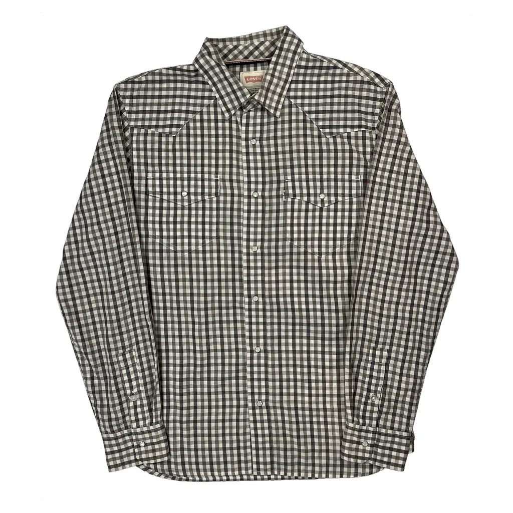 Levis Checked Shirt - Medium Grey Cotton