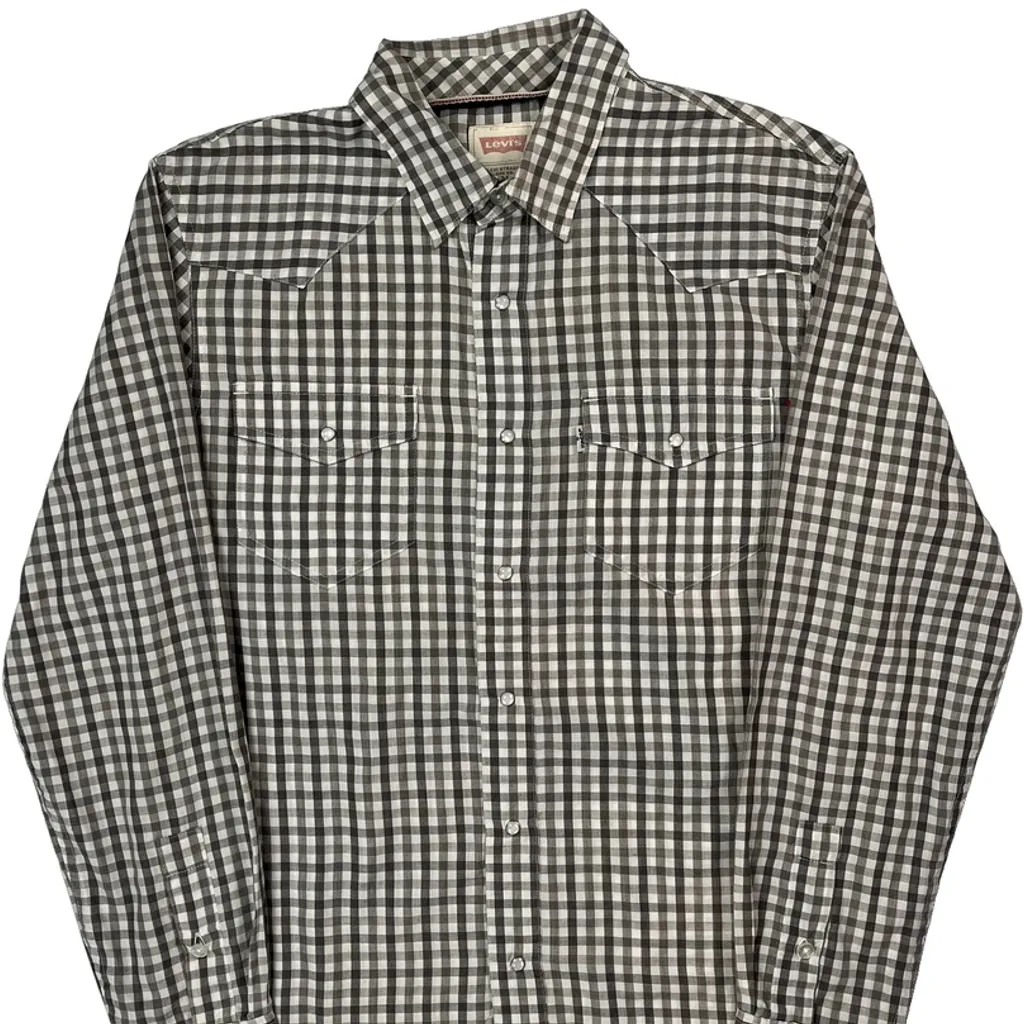 Levis Checked Shirt - Medium Grey Cotton - Image 5