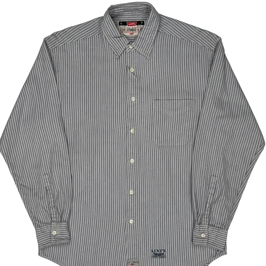 Levis Striped Shirt - Small Grey Cotton - Image 4