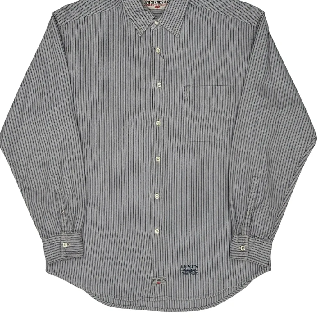 Levis Striped Shirt - Small Grey Cotton - Image 5