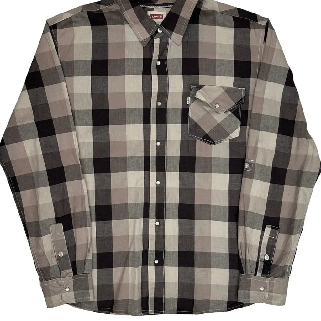 Levis Checked Shirt - XL Grey Cotton - Image 4