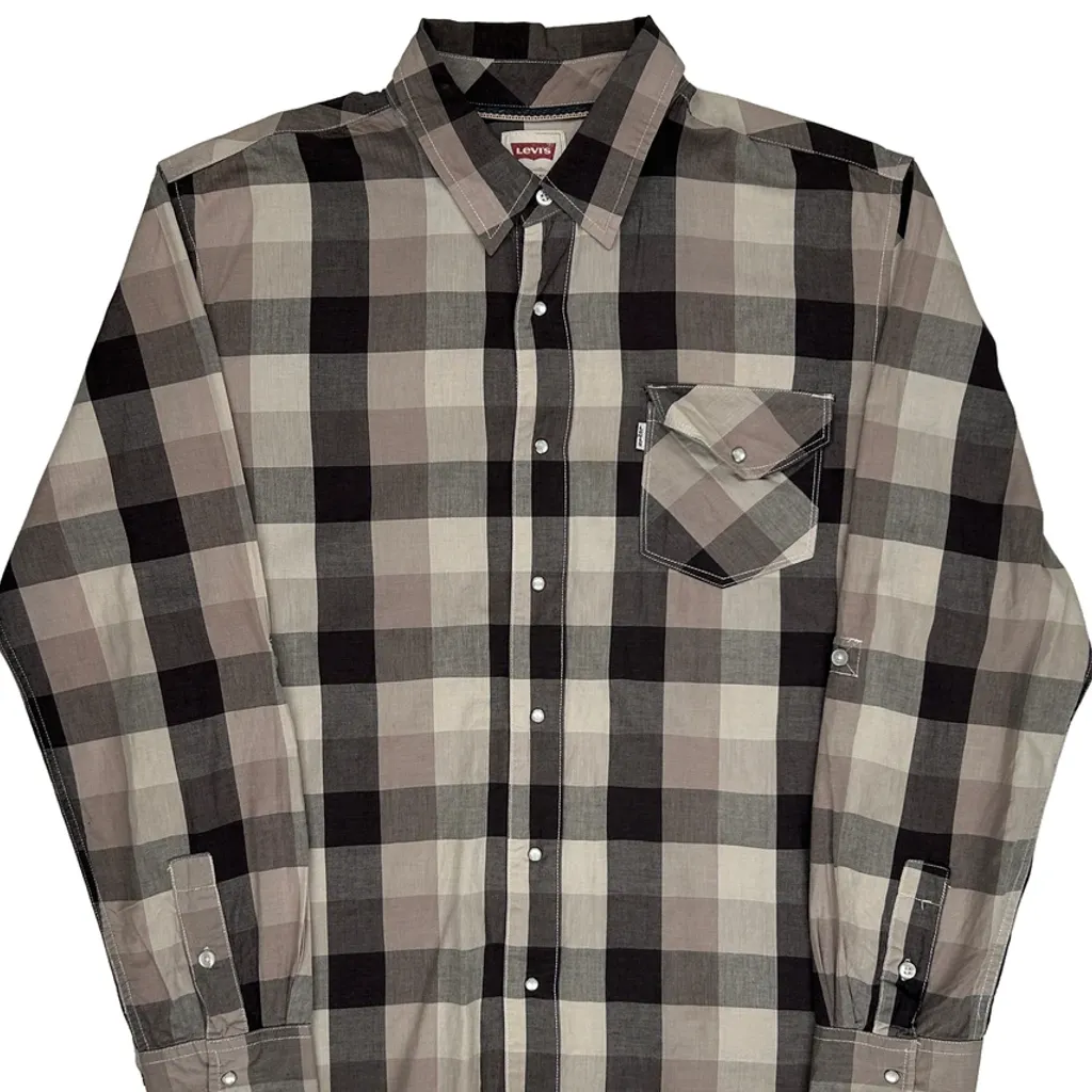 Levis Checked Shirt - XL Grey Cotton - Image 5