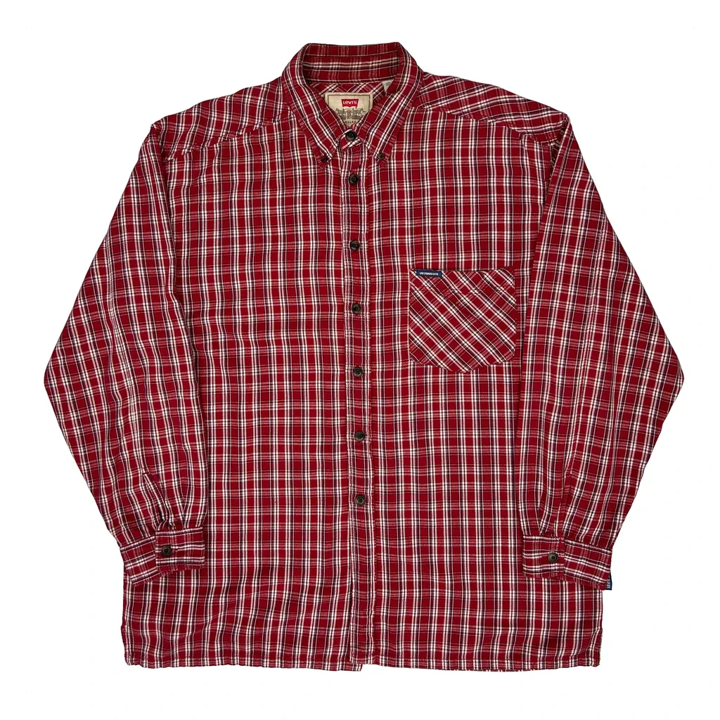Levis Checked Shirt - XL Red Cotton