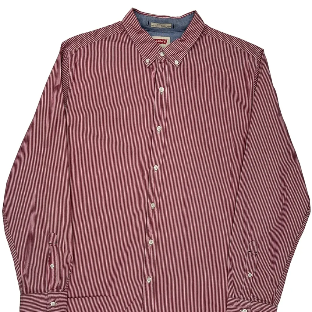Levis Striped Shirt - XL Red Cotton - Image 4