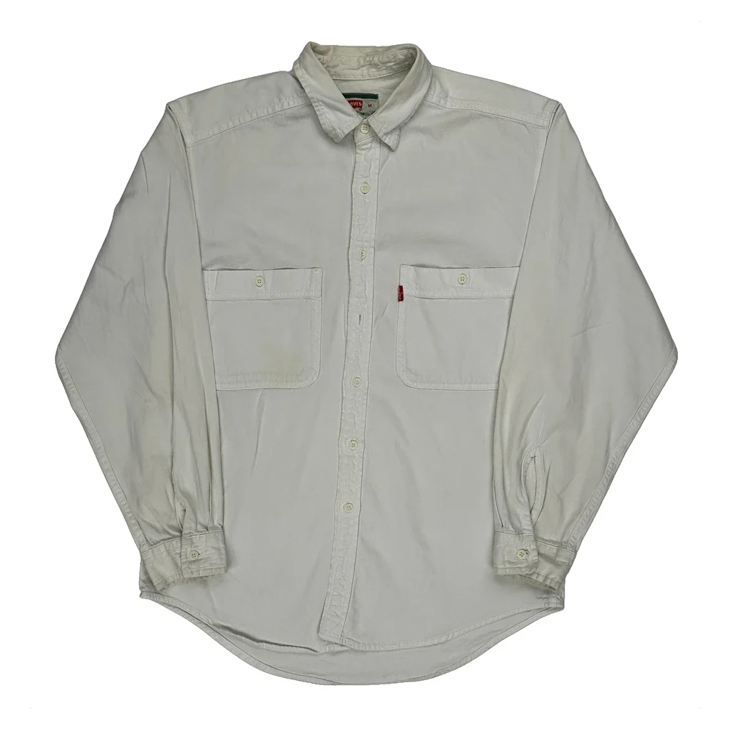 Levis Workwear Shirt - Medium White Cotton