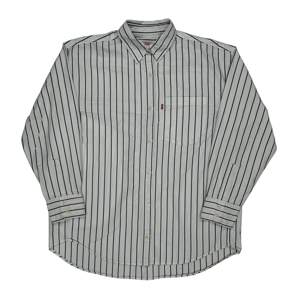 Levis Striped Shirt - Small White Cotton