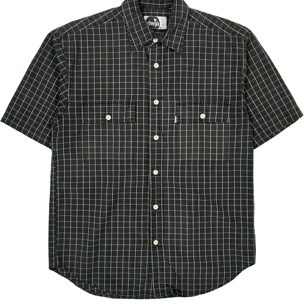 Levis Checked Short Sleeve Shirt - Medium Black Cotton - Image 5