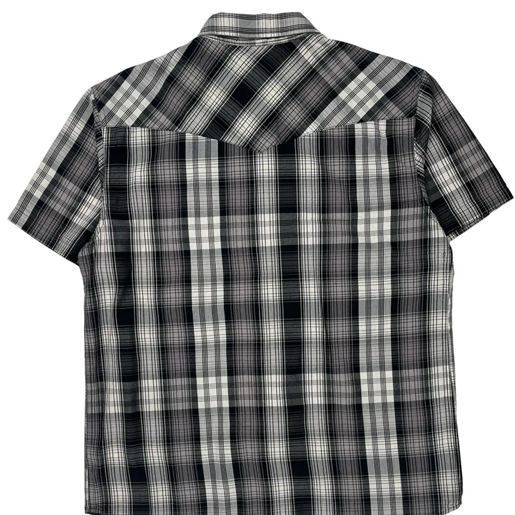 Levis Checked Short Sleeve Shirt - Large Black & White Cotton - Image 7