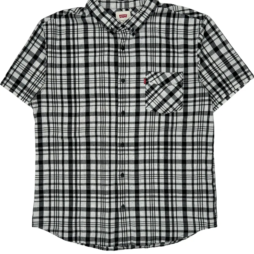 Levis Checked Short Sleeve Shirt - XL Black & White Cotton - Image 4