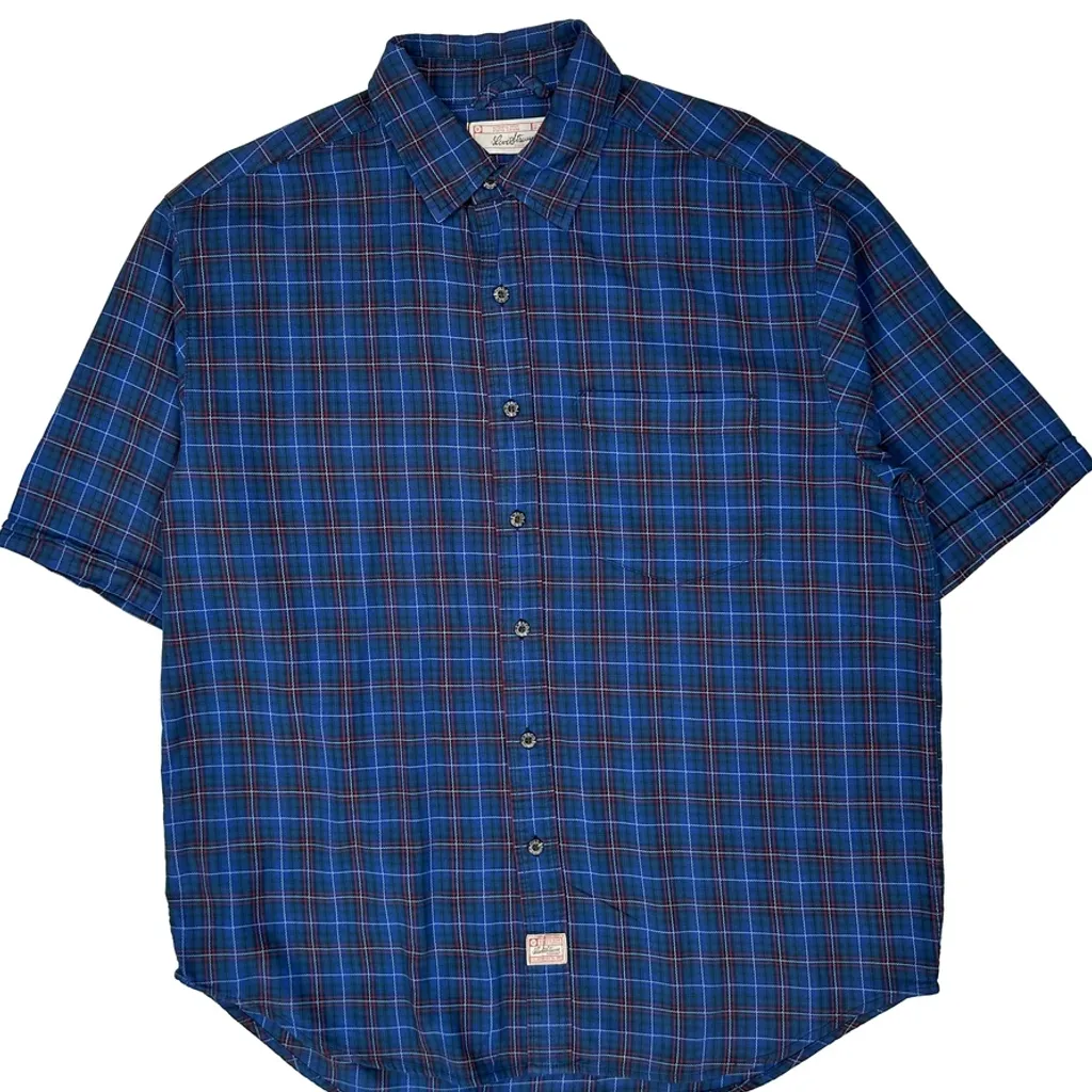 Levis Checked Short Sleeve Shirt - Large Blue Cotton - Image 5