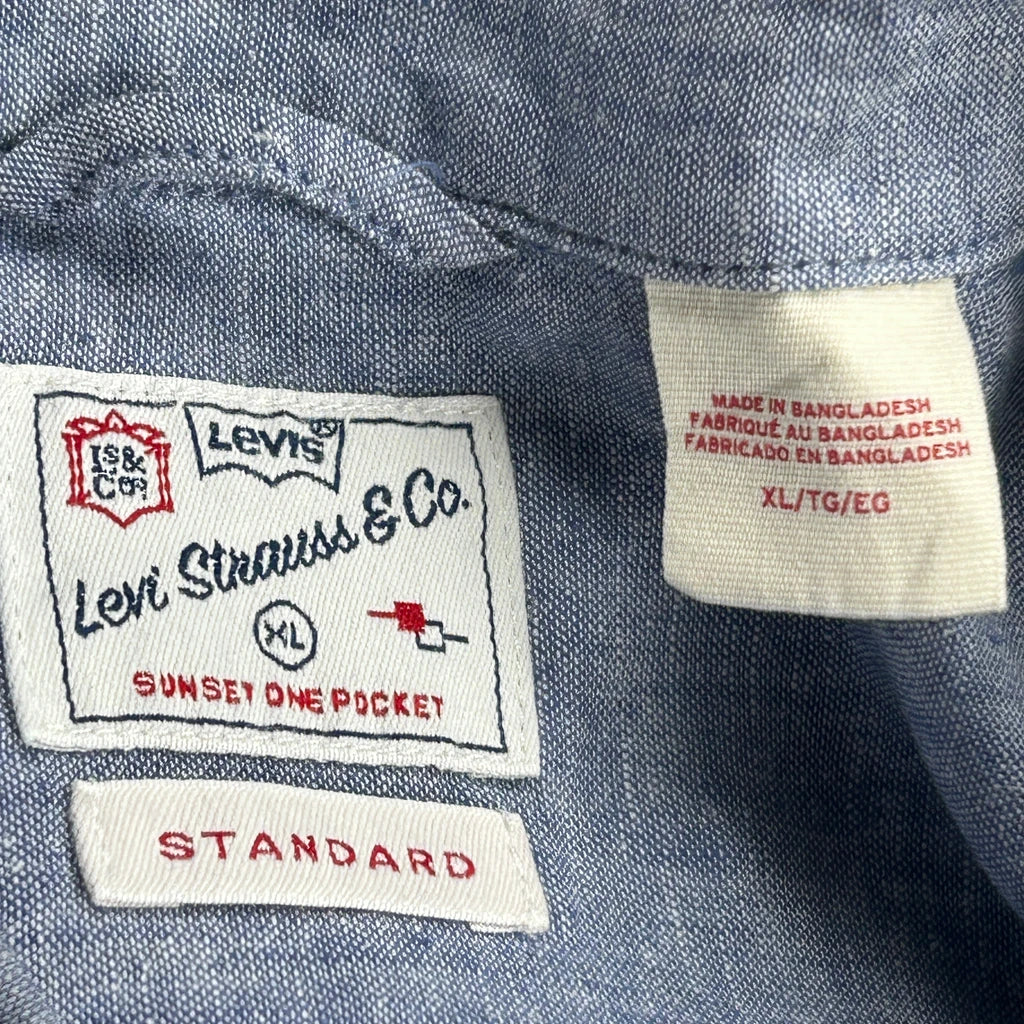 Levis Short Sleeve Shirt - XL Blue Cotton - Image 3