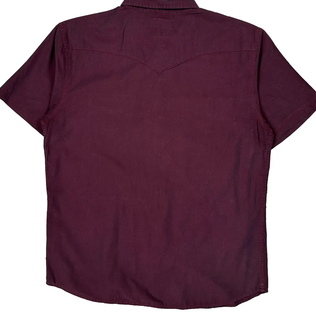 Levis Short Sleeve Shirt - XL Burgundy Cotton - Image 6
