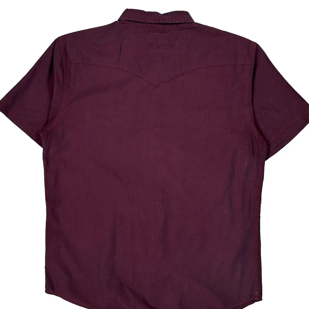 Levis Short Sleeve Shirt - XL Burgundy Cotton - Image 7