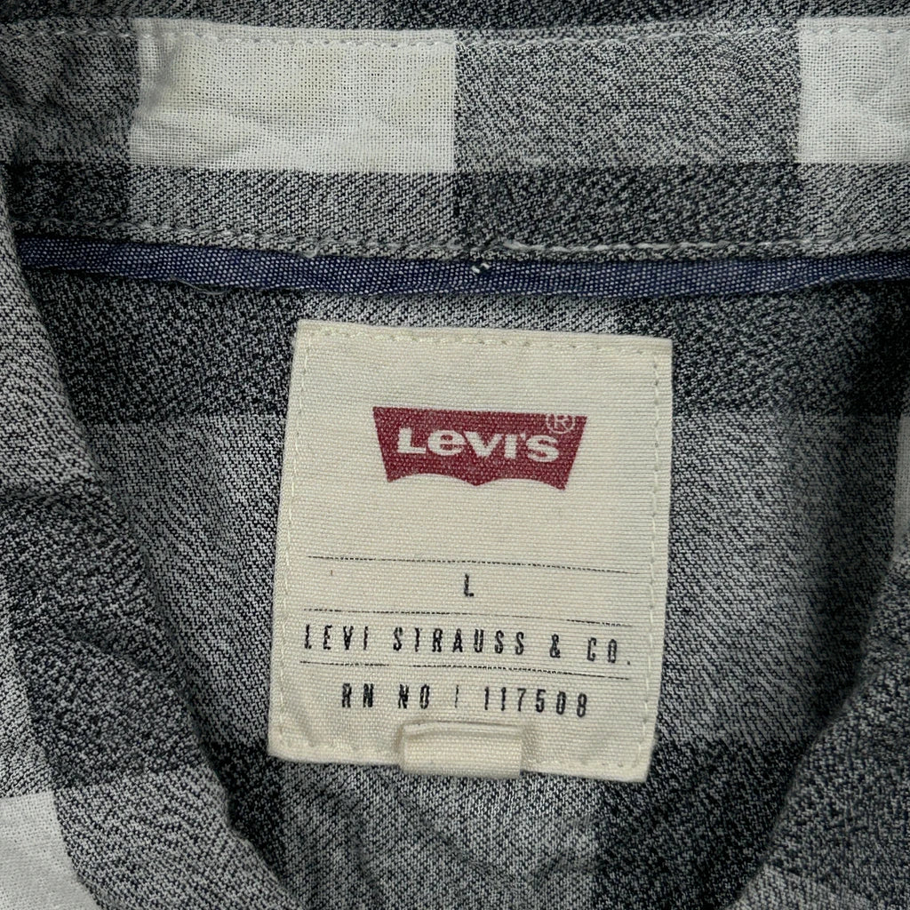 Levis Checked Short Sleeve Shirt - Large Gray Cotton - Image 3