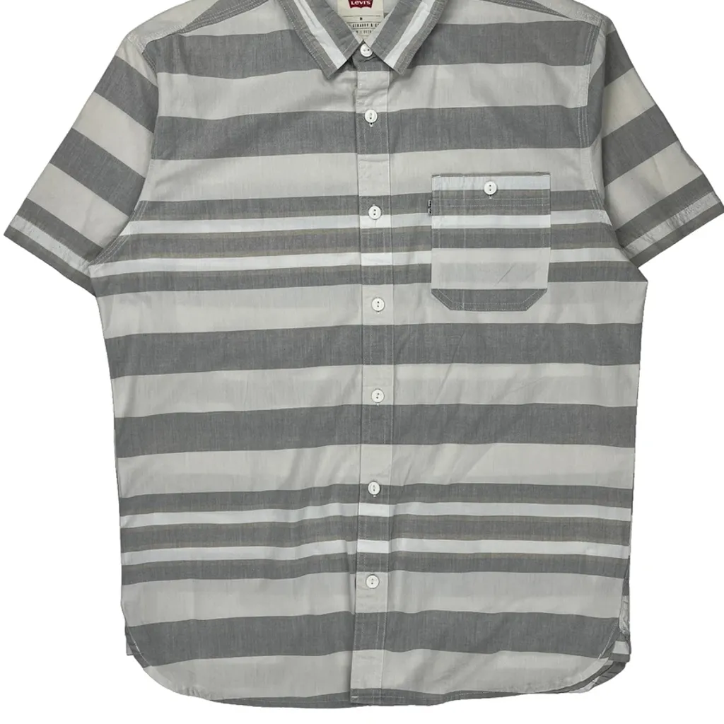 Levis Striped Short Sleeve Shirt - Medium Gray Cotton - Image 4