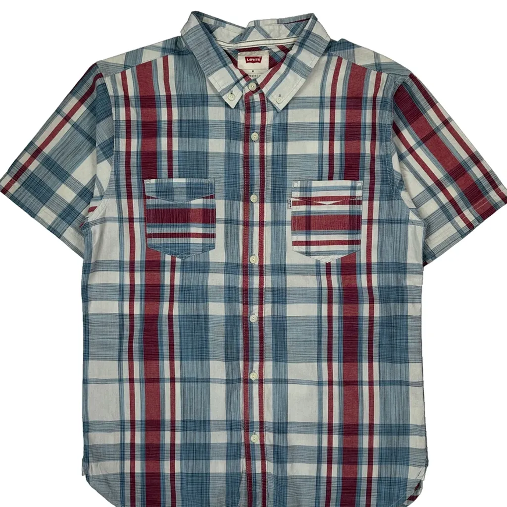 Levis Checked Short Sleeve Shirt - Medium Multicoloured Cotton - Image 4