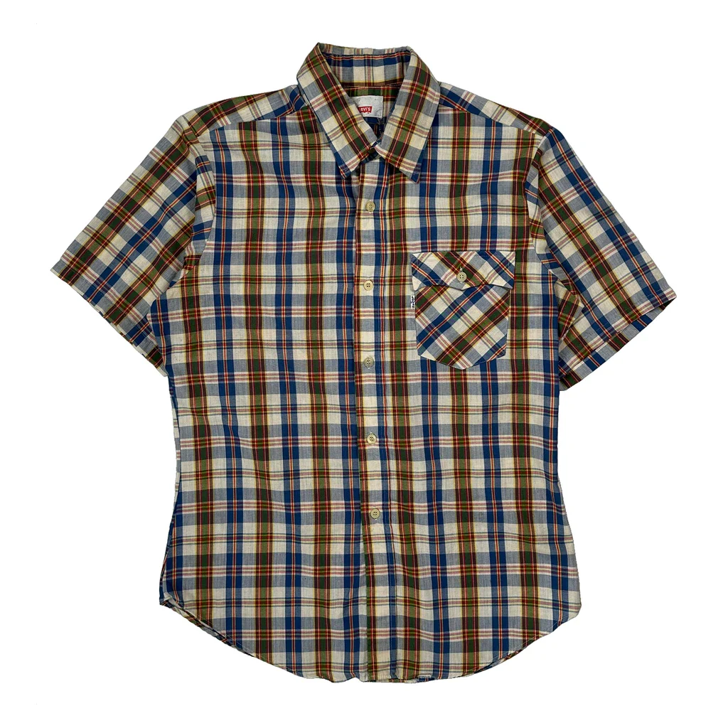 Levis Checked Short Sleeve Shirt - Medium Multicoloured Cotton