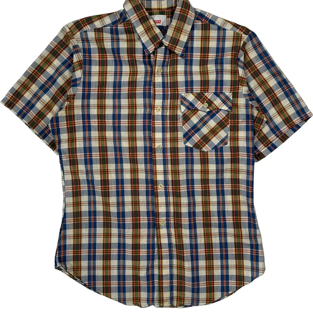 Levis Checked Short Sleeve Shirt - Medium Multicoloured Cotton - Image 6