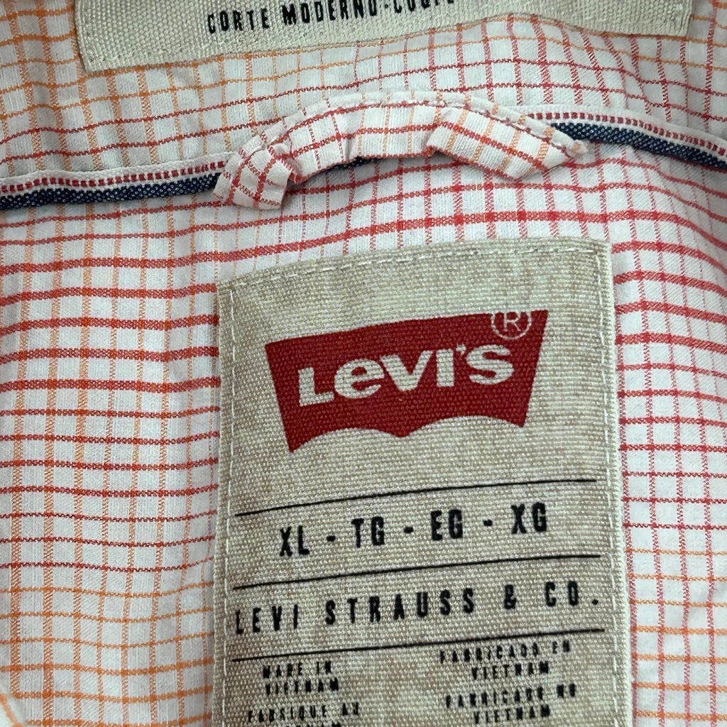 Levis Checked Short Sleeve Shirt - XL Red Cotton - Image 3