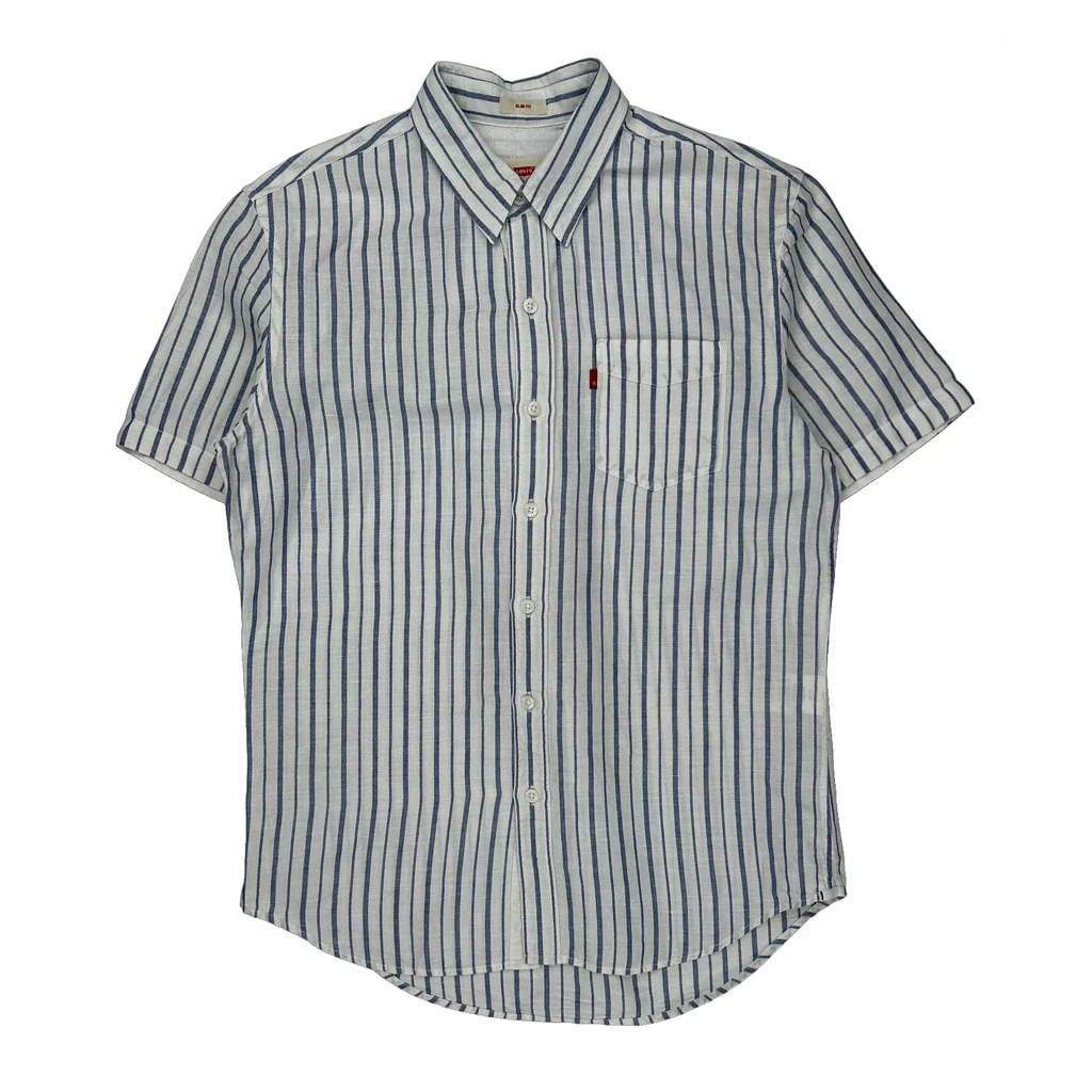 Levis Slim Fit Short Sleeve Shirt - Medium White Cotton