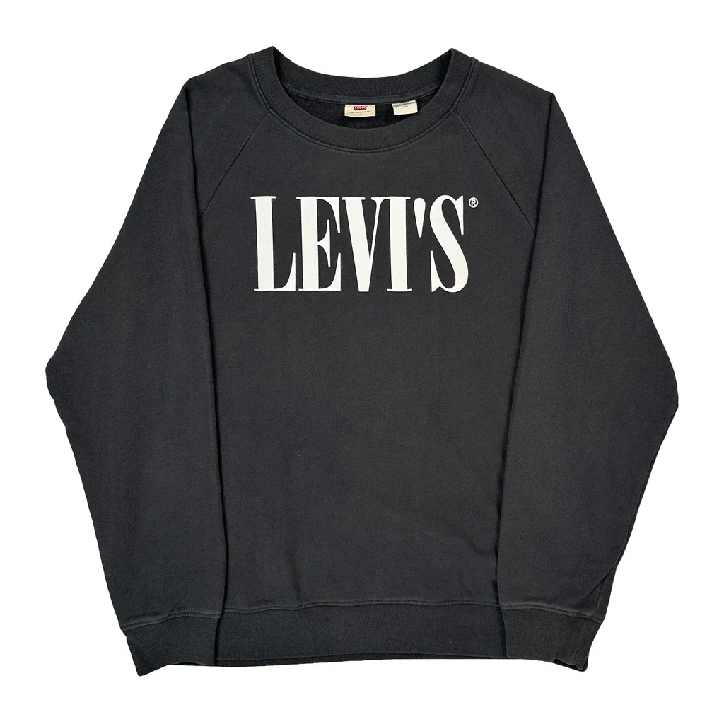 Levis Spellout Sweatshirt - Large Black Cotton