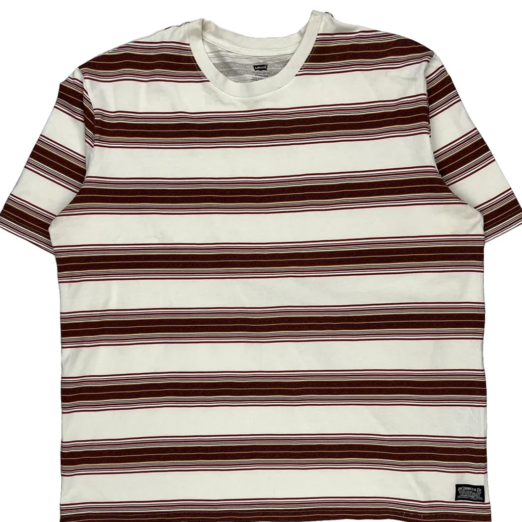 Levis Striped T-Shirt - Large Cream Cotton - Image 5