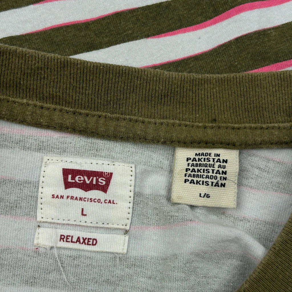 Levis Striped T-Shirt - Large Green Cotton - Image 3